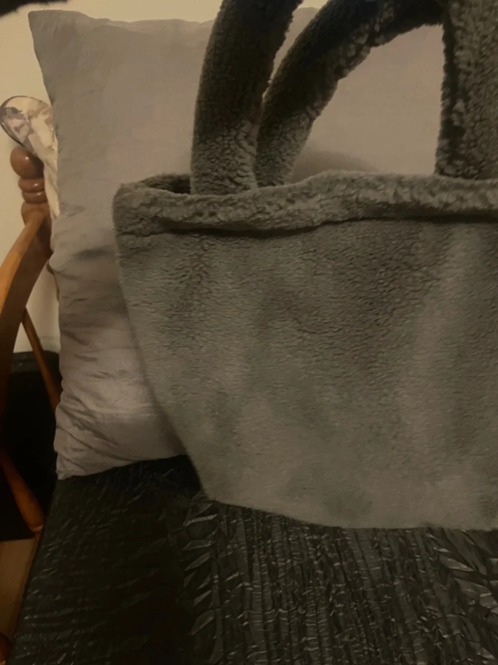 Prada Gray Sherpa Tote with White Logo - Picture 14 of 17
